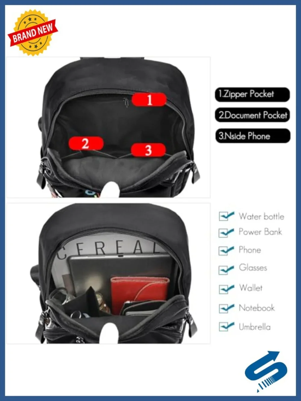 Water-Resistant Lightweight Backpack for Work Travel College